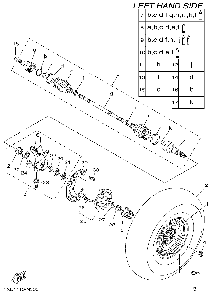 Yamaha VIKING1XP9_2014 FRONT WHEEL parts diagram